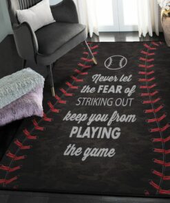 Black Large Living Room Rugs, Baseball Black Rug