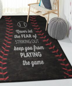 Black Large Living Room Rugs, Baseball Black Rug