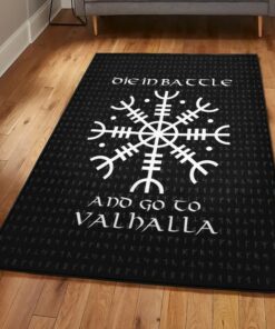 Viking God Art Deco Rug, Die In Battle And Go To Valhalla Viking Rug Personalized Carpet Viking
