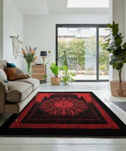 Viking Life Large Area Rugs, Viking Compass Raven Red 1408TL Rug Personalized Carpet Viking
