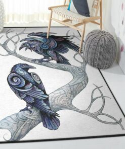 Viking Rug, Huginn And Muninn Viking Raven Rug Personalized Carpet Viking