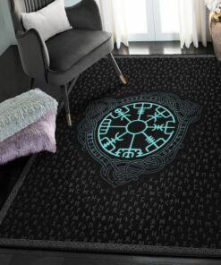 Viking Art Living Room Rugs, The Vegvisir Symbol Viking Rug Personalized Carpet Viking