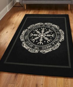 Viking God Modern Area Rugs, Protection Symbol Viking Rug Personalized Carpet Viking