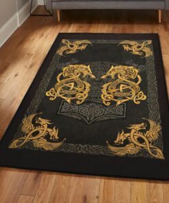 Fantasy Animal Washable Area Rugs, Dragon Viking Celtics Rug Personalized Carpet Viking