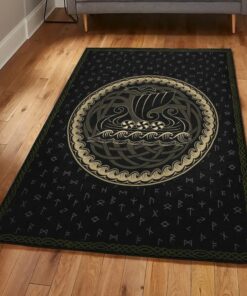 Viking Life Art Deco Rug, Viking Ship Viking Rug Personalized Carpet Viking