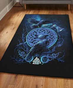 Viking Life Kitchen Rugs, Norse Raven Viking Rug Personalized Carpet Viking