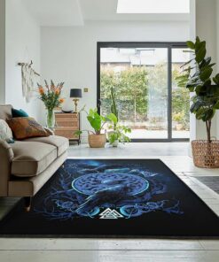 Viking Life Kitchen Rugs, Norse Raven Viking Rug Personalized Carpet Viking