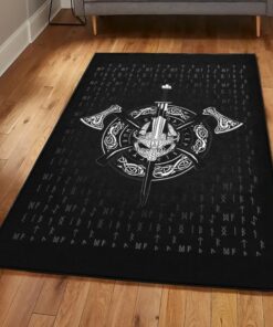 Viking Area Rugs For Living Room, Viking Helmet Crossed Rug Personalized Carpet Viking