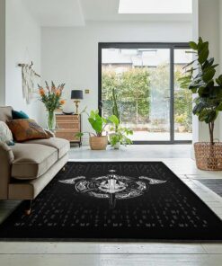 Viking Area Rugs For Living Room, Viking Helmet Crossed Rug Personalized Carpet Viking