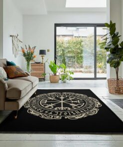 Viking Art Washable Area Rugs, The Vegvisir Symbol Viking Rug Personalized Carpet Viking