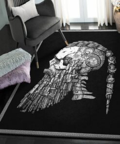 Viking Life Area Rug, Ragnar Skull Viking Rug Personalized Carpet Viking