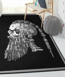Viking Life Area Rug, Ragnar Skull Viking Rug Personalized Carpet Viking