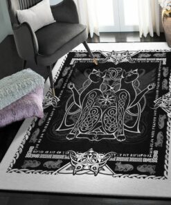 Viking Rug, Viking Odin Cats Rug Personalized Carpet Viking