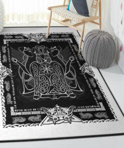 Viking Rug, Viking Odin Cats Rug Personalized Carpet Viking