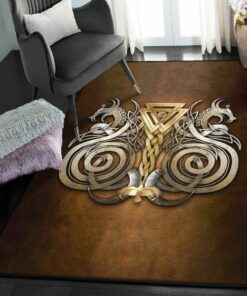 Viking Art Art Deco Rug, Fenrir Viking Rug Personalized Carpet Viking