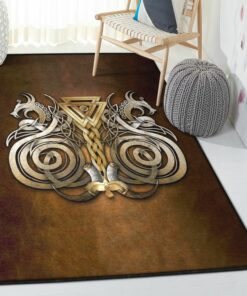 Viking Art Art Deco Rug, Fenrir Viking Rug Personalized Carpet Viking
