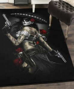 Skeleton Area Rugs For Living Room Skull Rose Tattoo Rug