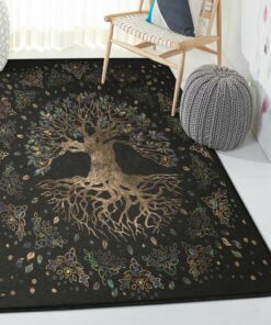 Tree Lover Playroom Rug, Viking Yggdrasil Tree Of Life Rug Personalized Carpet Viking