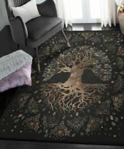 Tree Lover Playroom Rug, Viking Yggdrasil Tree Of Life Rug Personalized Carpet Viking
