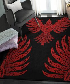 Viking Area Rug, Vikings Hugin Red Cloak Rug Personalized Carpet Viking