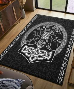 Viking Life Carpets, Viking Mjolnir Tree Of Life Futhark Norse Rug Personalized Carpet Viking