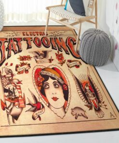 Inked Washable Area Rugs Electric Tattoo Rug For Living Room Bedroom Decor