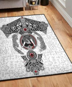 Viking Art Rug, Viking In Love Black White Rug Personalized Carpet Viking