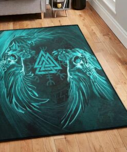 Crow Art Deco Rug, Viking Raven Rug Personalized Carpet Viking
