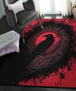 Raven Large Living Room Rugs, Celtic Raven Viking Rug Personalized Carpet Viking