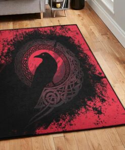 Raven Large Living Room Rugs, Celtic Raven Viking Rug Personalized Carpet Viking
