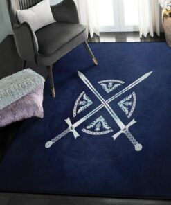 Faith Art Deco Rug, Sword Cross Viking Rug Personalized Carpet Viking