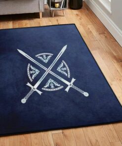 Faith Art Deco Rug, Sword Cross Viking Rug Personalized Carpet Viking
