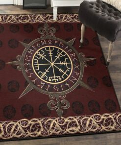 Viking God Washable Area Rugs, Viking Vegvisir Rug Personalized Carpet Viking