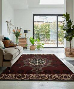 Viking God Washable Area Rugs, Viking Vegvisir Rug Personalized Carpet Viking