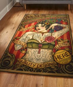 Tattoo Girl Rug, Carpet For Living Room Bedroom