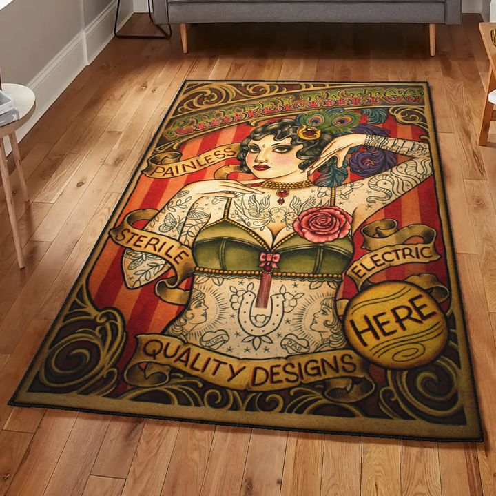 Tattoo Girl Rug, Carpet For Living Room Bedroom