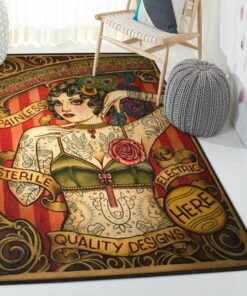 Tattoo Girl Rug, Carpet For Living Room Bedroom