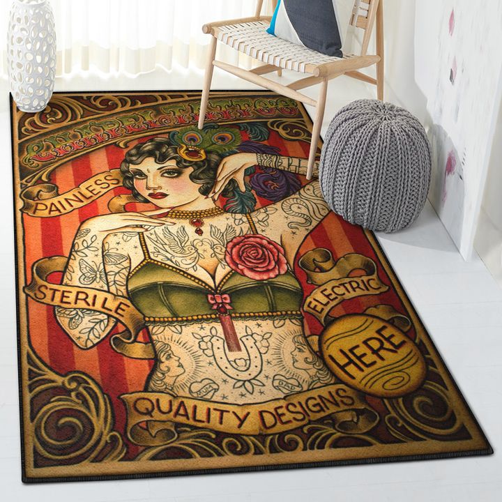 Tattoo Girl Rug, Carpet For Living Room Bedroom