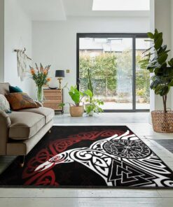 Viking Life Area Rug, Antique Viking Raven Of Odin Rug Personalized Carpet Viking