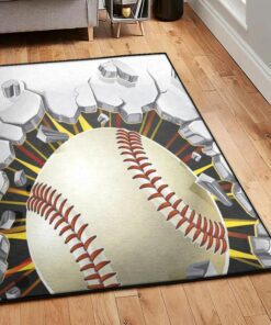 Baseball America Non Shedding Area Rug, Love Baseball Baseball Wall Concrete Break The Wall Rug
