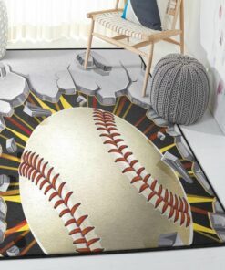 Baseball America Non Shedding Area Rug, Love Baseball Baseball Wall Concrete Break The Wall Rug
