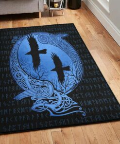 Viking Art Area Rug, Viking Raven Rug Personalized Carpet Viking