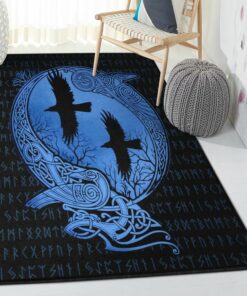 Viking Art Area Rug, Viking Raven Rug Personalized Carpet Viking