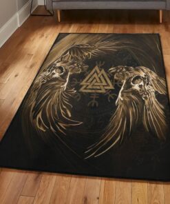Viking Art Area Rugs For Living Room, Viking Bird In Love Rug Personalized Carpet Viking