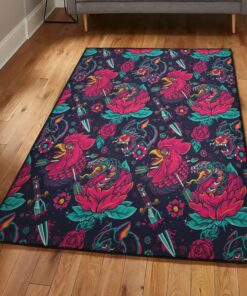 Old School Tattoo Print Rug For Living Room Bedroom Decor
