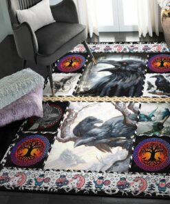 Viking Art Deco Rug, Raven Viking Rug Personalized Carpet Viking