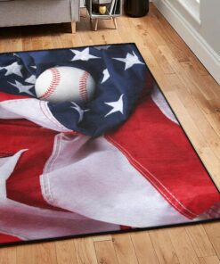 Patriotic Kitchen Rugs, Baseball American Rug
