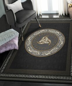 Viking Life Living Room Rugs, Horn Of Odin Symbol Viking Rug Personalized Carpet Viking
