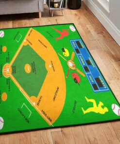 Baseball Washable Area Rugs, Baseball Area Rug