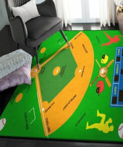 Baseball Washable Area Rugs, Baseball Area Rug